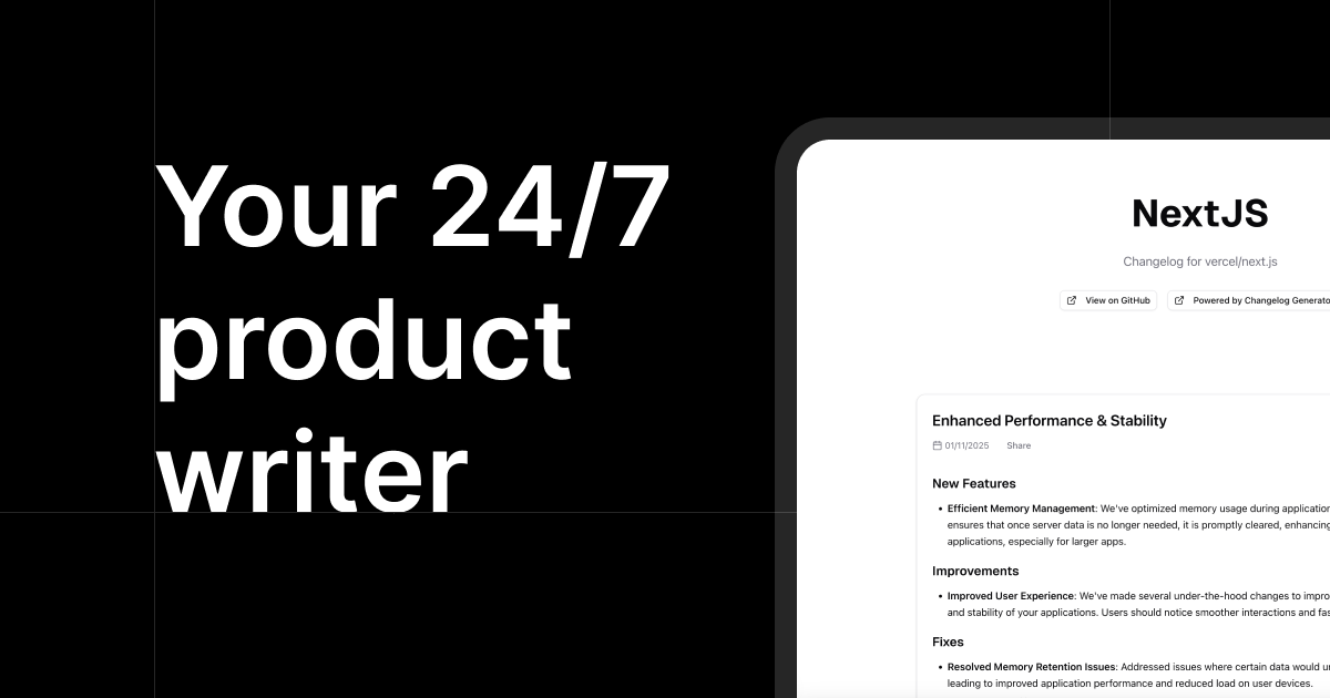 I built Changelog Generator — turn merged GitHub PRs into customer-facing updates logo